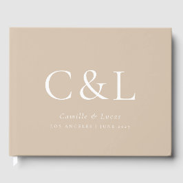 Beige Elegante Minimalistische Hochzeit Gästebuch