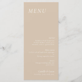 Beige elegante Speisekarte für Hochzeiten Menükarte