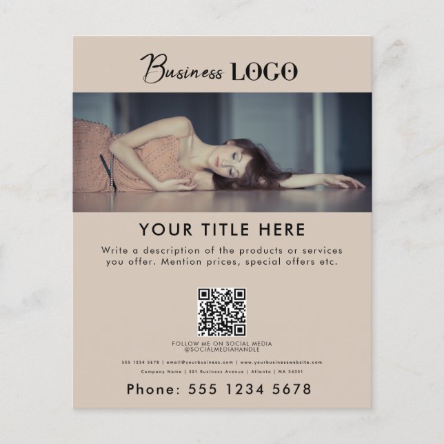 Beige elegantes Business Promotions-Foto Flyer (Vorne)