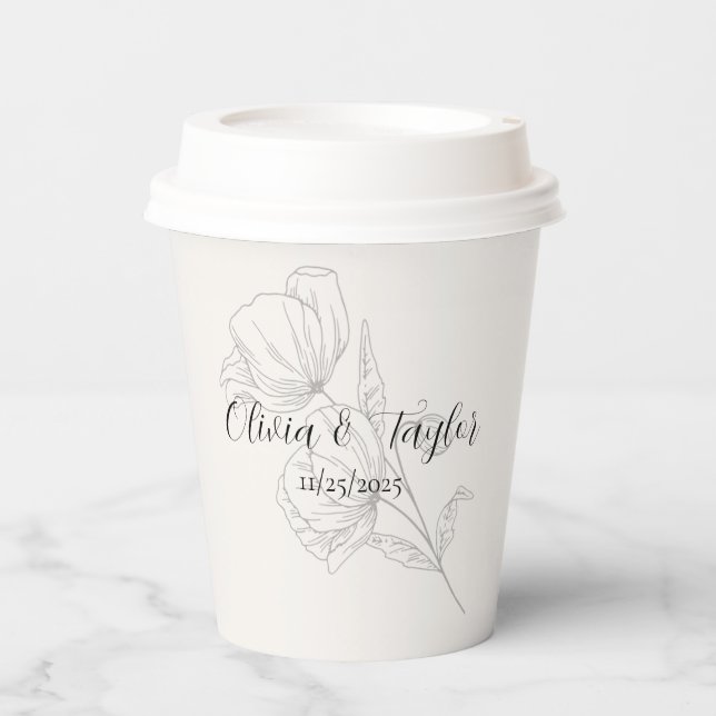 Beige Eleganz Pappbecher (Vorderseite)