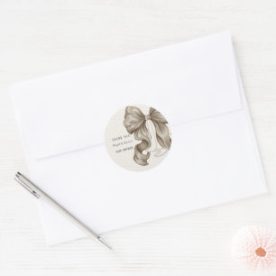 Beige Elfenbein-Schleife Baby Shower Danke Runder Aufkleber