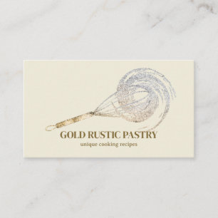 Beige Elfenbein Sparkle Whisk Glitzer Gold Bäckere Visitenkarte