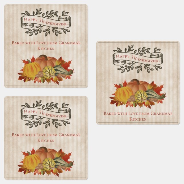 Beige Erntedank Pumpkins und Squash Etiketten (Gruppe)