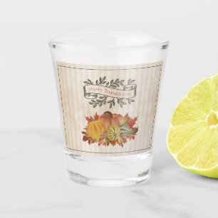 Beige Erntedank Pumpkins und Squash Schnapsglas