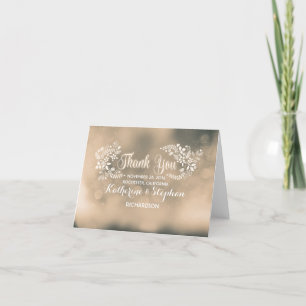 Beige extravagante Blumenherzen Hochzeit Dankeschö Dankeskarte