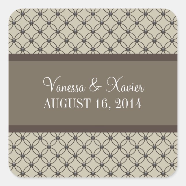 Beige Extravagante Gitterspannkleber Quadratischer Aufkleber (Vorderseite)