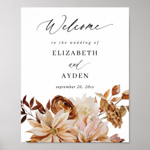 Beige Fall Floral Begrüßungszeichen Poster
