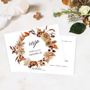 Beige Fall Floral w Meal UAWG RSVP Karte