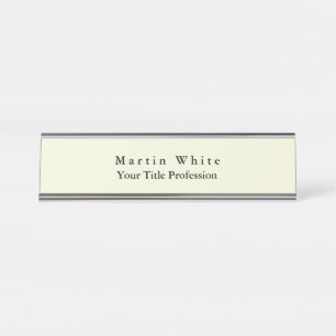 Beige Farbe Schlicht Elegante Beruflich Moderne Schreibtischnamensplakette