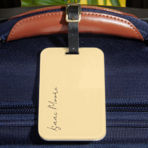 Beige Farbe schlichte elegante Schrift Kalligrafie Gepäckanhänger