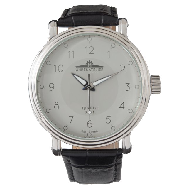 Beige Farbuhr Gesicht deutscher Uhrenatelier Quarz Armbanduhr (Vorderseite)