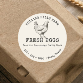 Beige Farm Frische Hühnerei Karton Aufkleber