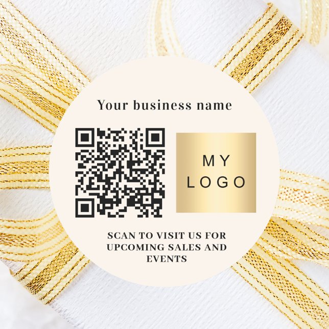 Beige Firmenbezeichnung qr Code Runder Aufkleber (Von Creator hochgeladen)