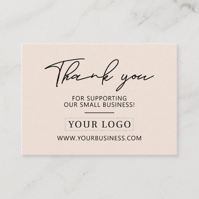 Beige | Firmenlogo Danke Produktbetreuung Visitenkarte (Vorderseite)