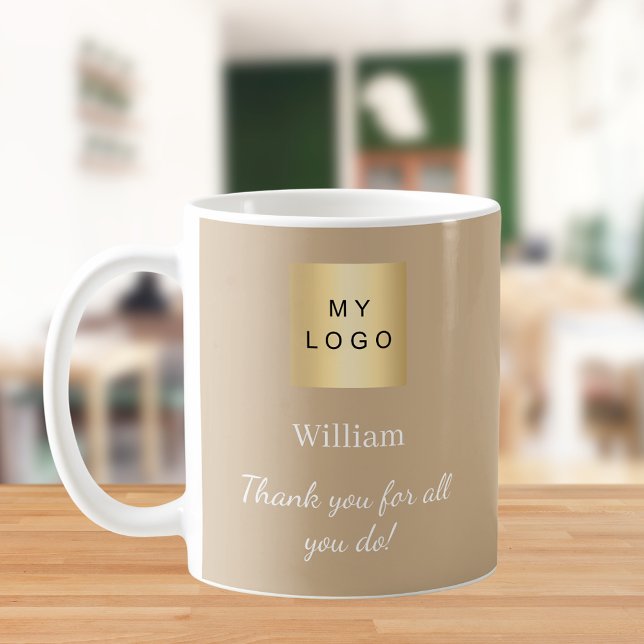 Beige Firmenlogomitarbeiter vielen Dank Kaffeetasse (Von Creator hochgeladen)
