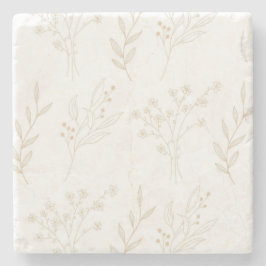 Beige Floral Boho Wedding Steinuntersetzer