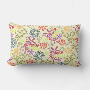 Beige Floral Lumbar Kissen