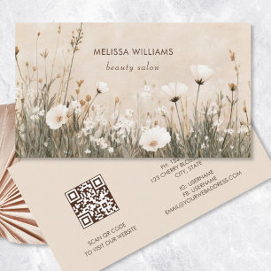 Beige Floral Visitenkarte