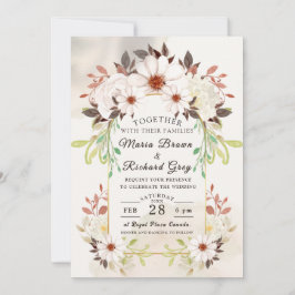 Beige Floral Wedding Invitation Einladung