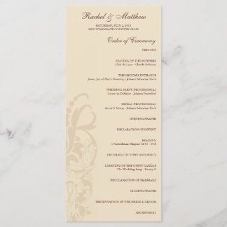 Beige Floral Wedding Program Programm