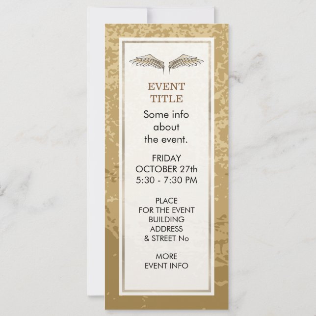 Beige Flügel Einladung (Rückseite)