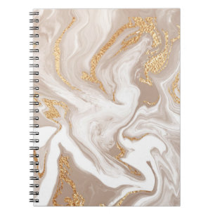 Beige flüssige Marmor, Goldlinienkunst. Notizblock