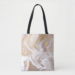 Beige flüssige Marmor, Goldlinienkunst. Tasche