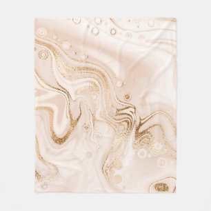 Beige Flüssigkeitsmarmor mit goldenen Glitter-Spre Fleecedecke