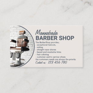Beige Foto Retro Stuhl Friseursalon Barbiergeschäf Visitenkarte