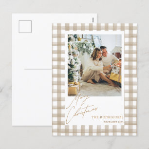 Beige Foto Weihnachtskarte Feiertagspostkarte