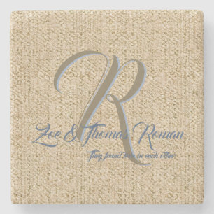 Beige Gastgeschenk Hochzeit personalisierte Unters Steinuntersetzer