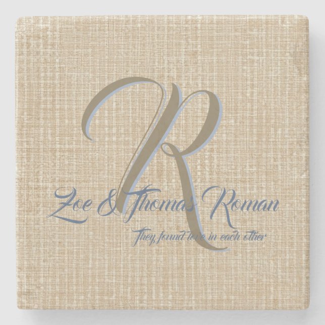 Beige Gastgeschenk Hochzeit personalisierte Unters Steinuntersetzer (Vorderseite)