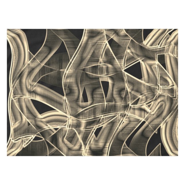 Beige gebogene Bänder, kontrastiert durch geprägte Tischdecke (Vorderseite (Horizontal))