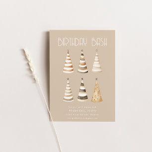 Beige Geburtstagsessen mit Hats Einladung