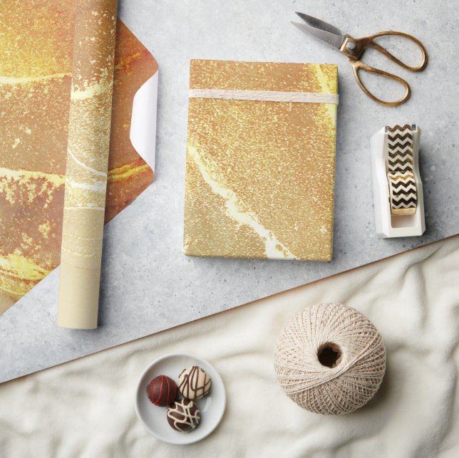 Beige Gelb Abstrakt Geschenkpapier (Kunsthandwerk)