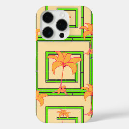 Beige Geo Floral iPhone 16 Pro Hülle