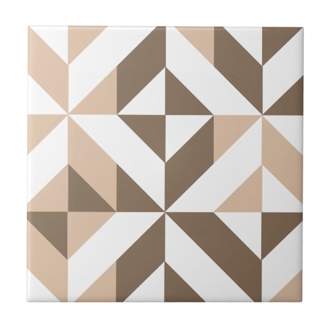 Beige geometrisches Würfel-Muster Browns Fliese (Vorderseite)