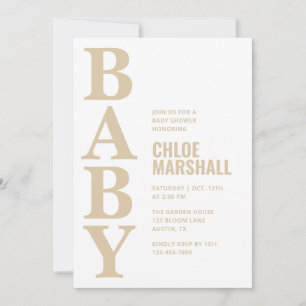 Beige geschlechtsneutrale Babyparty Einladung