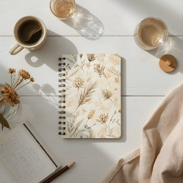 Beige getrocknete Blumen Botanisch Notizbuch