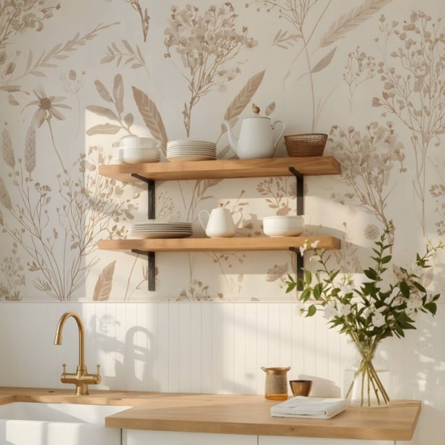 Beige getrocknete Blumen Botanisch Tapete (Von Creator hochgeladen)