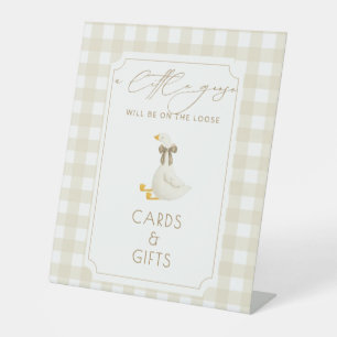 Beige Gingham Kleine Gans Karten & Geschenke Sockelschild