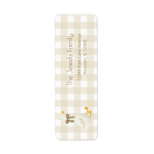 Beige Gingham Kleiner Gänse Rücksendeadresse