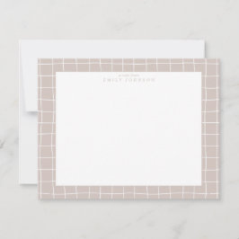 Beige Gitterrahmen-Notizkarte Einladung