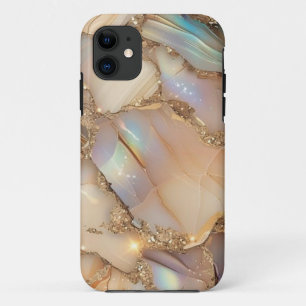Beige Glitzer Alcohol Ink iPhone Case