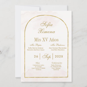 Beige Gold Arch Quinceañera Einladung