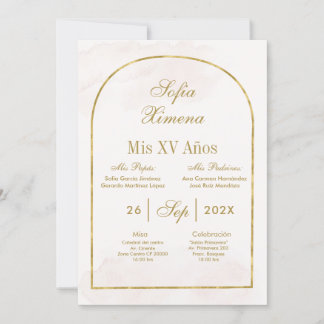 Beige Gold Arch Quinceañera Einladung