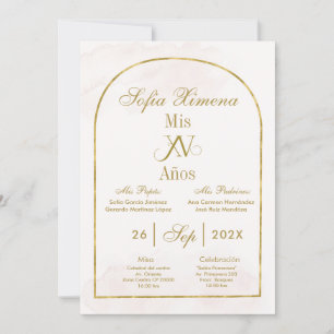 Beige Gold Arch Quinceañera Einladung