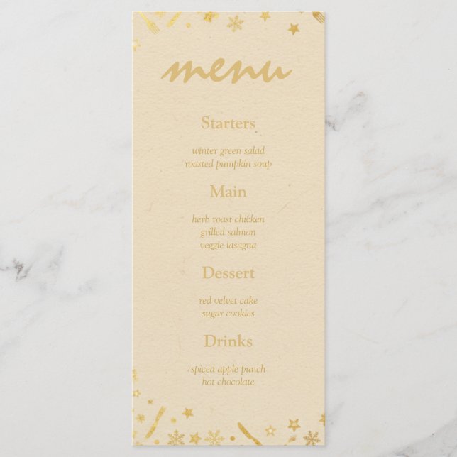 Beige Gold Christmas Party Menu with Fine Accents (Devant)