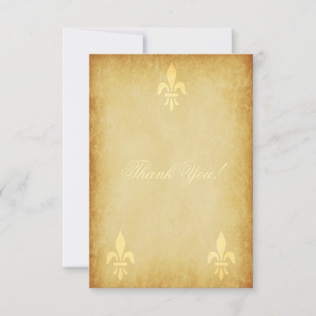 Beige gold de luxe französische Lilie Dankeskarte (Vorderseite)
