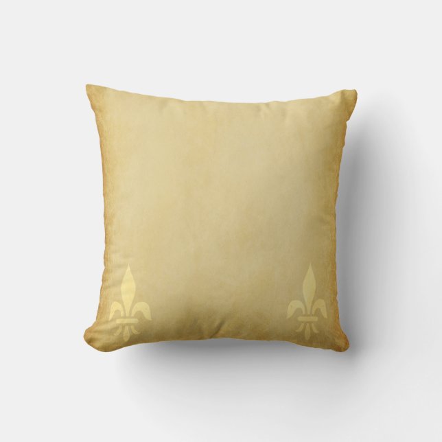 Beige gold de luxe französische Lilie Kissen (Vorderseite)